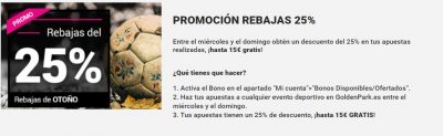 Promoción rebajas apuestas GoldenPark