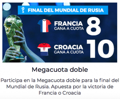 Megacuotas Pastón para tus apuestas Francia - Croacia