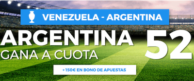 Megacuota de Paston en las cuotas de apuestas al Argentina vs Venezuela