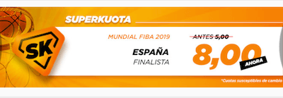Superkuota en Kirolbet - Cuotas España finalista Mundial de Baloncesto China