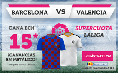Mejor cuota del Barcelona vs Valencia - Supercuota Wanabet
