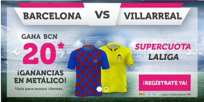 Supercuota Laliga en apuestas al Barcelona vs Villarreal - Wanabet