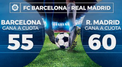 Promo de megacuotas en apuestas al Clasico Barca-Real Madrid en Pastón