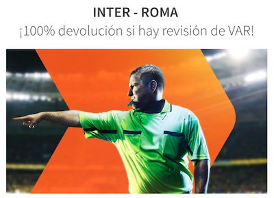 Betsson devuelve apuestas no ganadoras en el Inter vs Roma si hay VAR