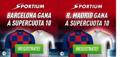 Supercuota doble al Barcelona y Real Madrid en las apuestas al Clasico en Sportium