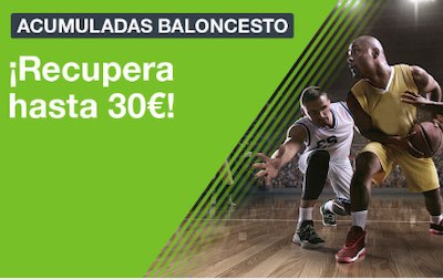 Recupera hasta 30 euros en free bets en tus apuestas combinadas de baloncesto en Codere.