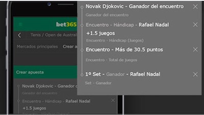 Crear apuestas personalizadas de tenis en bet355