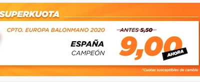 Superkuota victoria España en Europeo de Balonmano en Kirolbet
