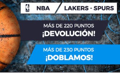 Dobla o devolución de tus apuestas al Lakers vs Spurs de la NBA en Pastón