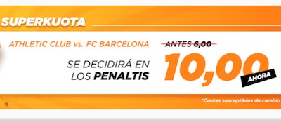 Superkuota en las apuestas al Bilbao vs Barcelona en Kirolbet