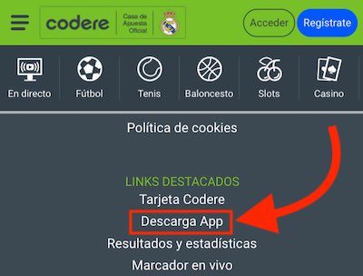 Descargar la app de Codere para android