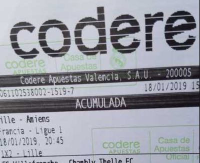 Ticket de apuestas Codere