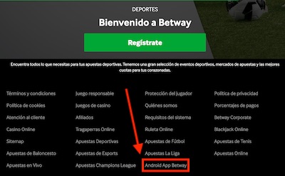 App de Betway para descargar en formato apk para android