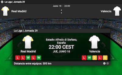 Cuotas de apuestas mejoradas al Real Madrid vs Valencia de LaLiga 2020 en Betway
