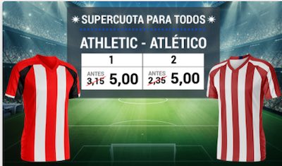 Apuestas con Supercuota en Codere en el Athletic vs Atletico de Madrid