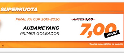 Aubumeyang, primer goleador con Superkuota en las apuestas a la final de la FA Cup en Kirolbet