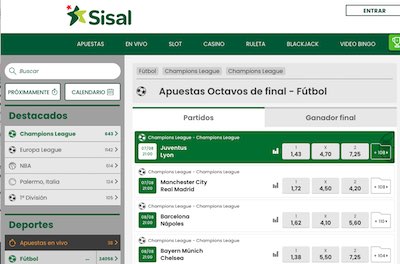 Todo el futbol europeo en Sisal Apuestas