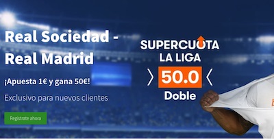 Supercuota Betsson doble en las apuestas al Real Sociedad vs Real Madrid de LaLiga 2020