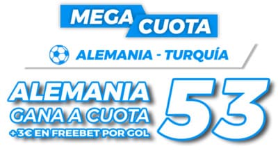 Megacuota en tus apuestas al Alemania vs Turquía en Pastón