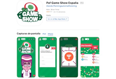 Aplicación de juegos de Paf en la App Store