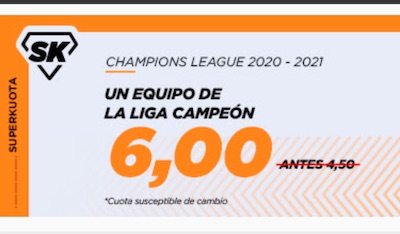 tus apuestas al ganador de la Champions 2021 a favor de los equipos españoles con la Superkouta de Kirolbet