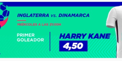 4,50 euros el euro en las cuotas a que Harry Kane marca el primer en Inglaterra vs Dinamarca en la Eurocopa 2021