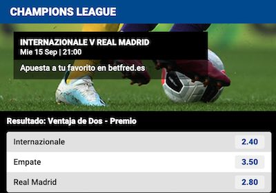 Las mejores cuotas del Inter Real Madrid las vas a encontrar en Betfred