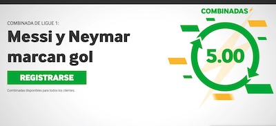 Apuesta con las cuotas combinadas especiales a que Messi y Neymar hacen gol en el PSG Lyon