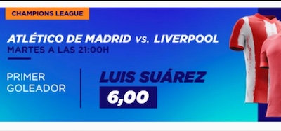 Cuotas en el Atletico de Madrid vs Liverpool en Kirolbet: Luis Suárez primer goleador