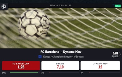 Winamax ofrece grandes cuotas al Barcelona vs Dynamo de Kiev de Champions