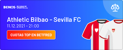 Las cuotas del Athletic Sevilla en Betfred, muy competitivas para locales y visitantes.