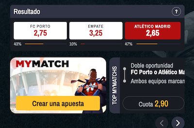 Las cuotas a la victoria del Oporto o el Atletico de Madrid son bastante altas en Winamax