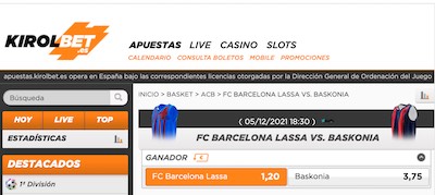 Las apuestas del Barça Baskonia tienen unas cuotas extremadamente interesantes en Kirolbet