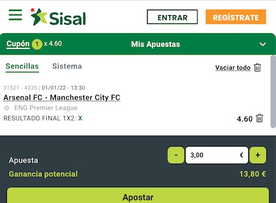 Las apuestas del Arsenal Manchester City no tienen desperdicio en Sisal