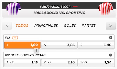 Las apuestas para el Valladolid Sporting dan como favoritos a los vallisoletanos en Kirolbet