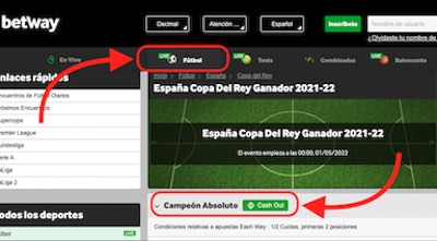 Donde encontrar las cuotas de apuestas a la Copa del Rey 2022 en Betway