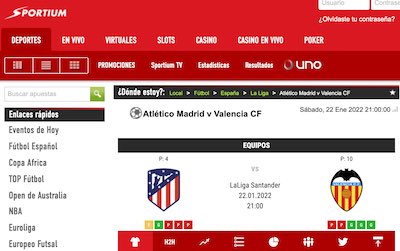 Las cuotas del Atletico Valencia de Sportium dan como claros favoritos a los rojiblancos