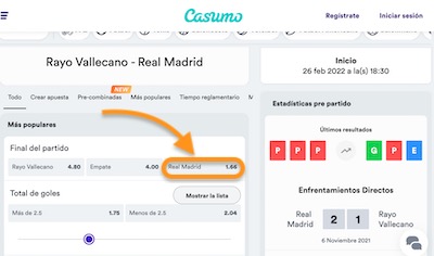 cuotas Rayo Madrid