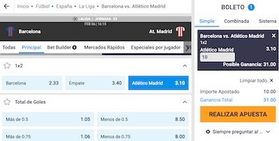 Mejores cuotas Barcelona Atletico Liga en Pastón