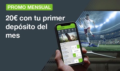 20 euros gratis con el primer deposito en Codere cada mes