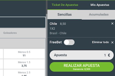 cuotas apuestas Brasil Chile