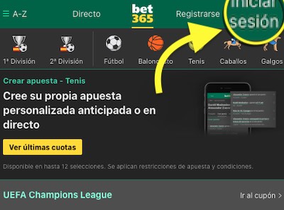 Como registrarse en Bet365 e iniciar sesion con el login.