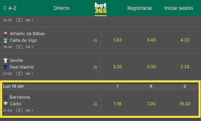 Apuestas barça madrid bet365