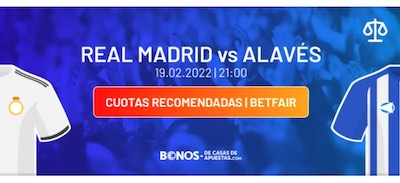 Mejores cuotas recomendadas al Real Madrid vs Alavés de LaLiga en Betfair Apuestas.