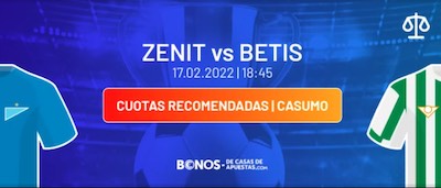 Cuotas al Zenit vs Betis en las apuestas de Casumo.