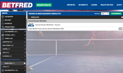Las cuotas especiales para las apuestas al ganador español de Wimbledon de Betfred son brutales