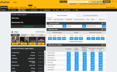Excelentes cuotas para las apuestas del Wes Ham Vs Manchester City en Betfair